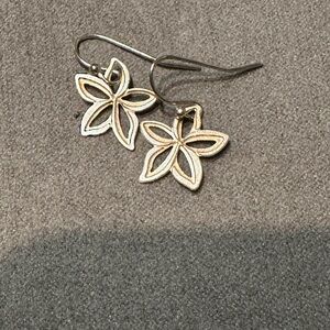 Sterling Silver Floral Drop Earrings - Silver Flower Dangles